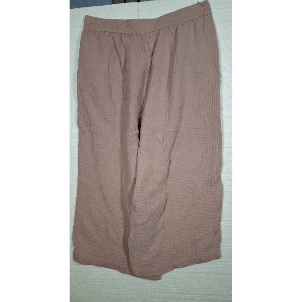 Madewell Womens XL Pink Cotton Gauze Wide Leg Cropped Pull On Pants Fair Trade